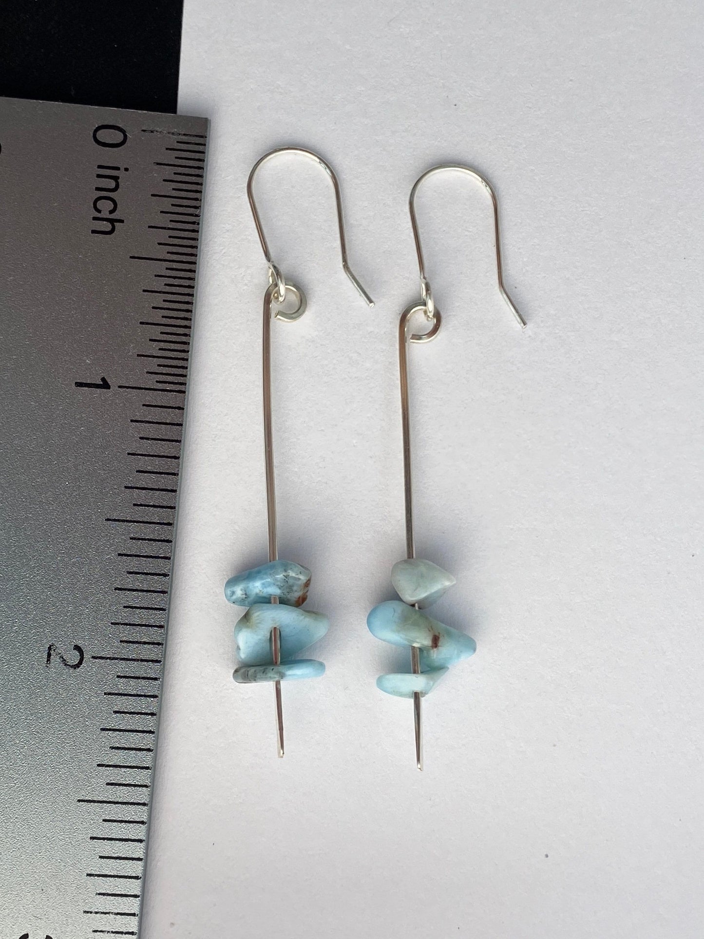 Larimar and hammered sterling silver earrings