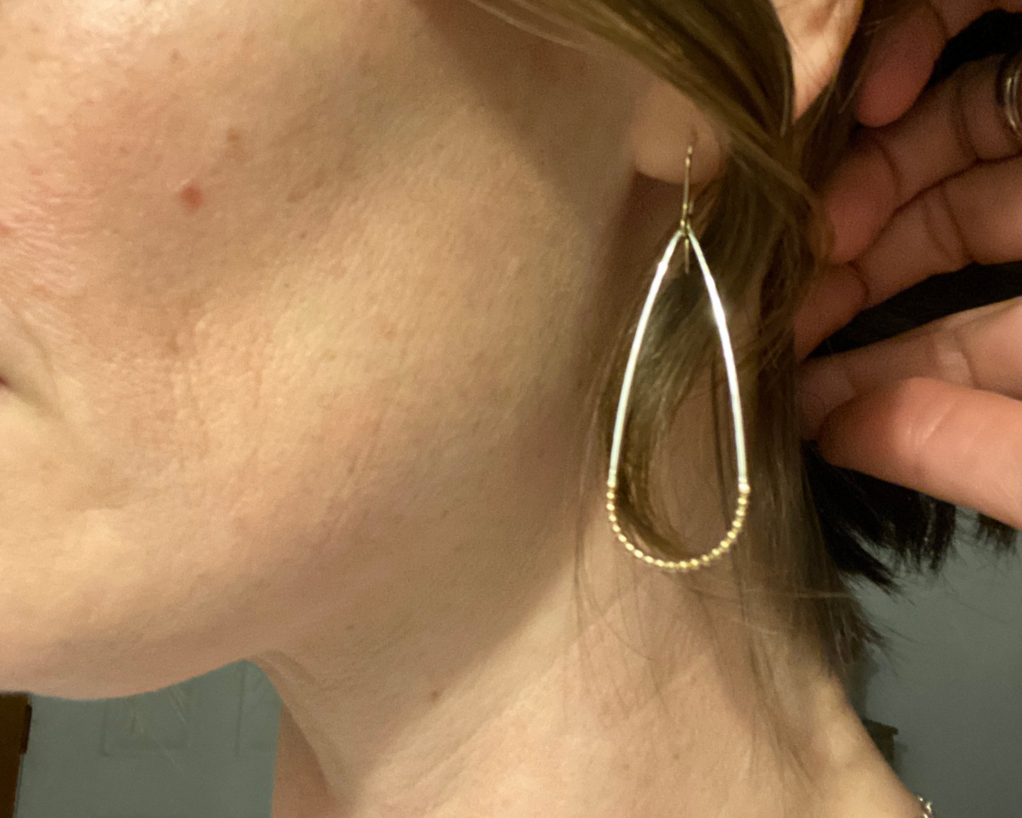 Mixed metal earrings, lightweight Teardrop earrings, gold fill silver, two tone earrings, hypoallergenic