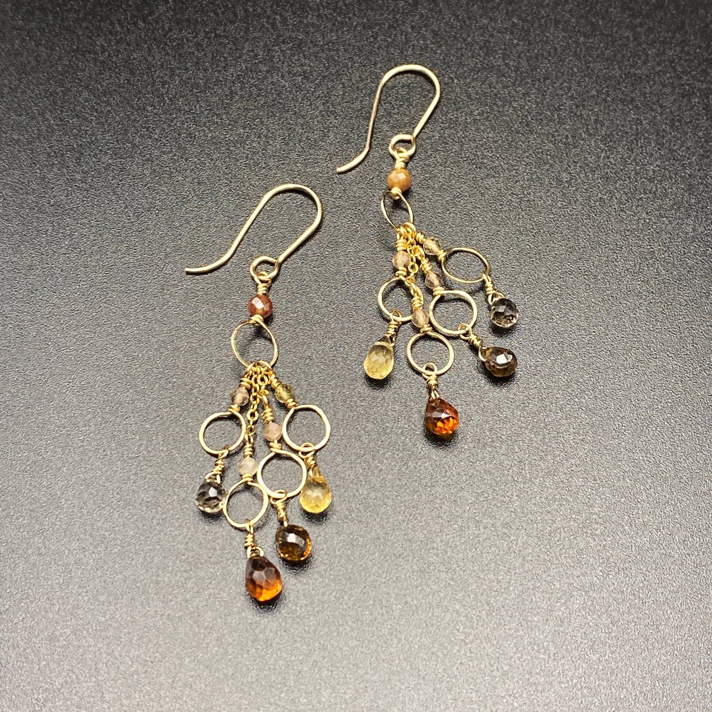 Whiskey waterfall harvest earrings, gold, dangle, fall jewelry