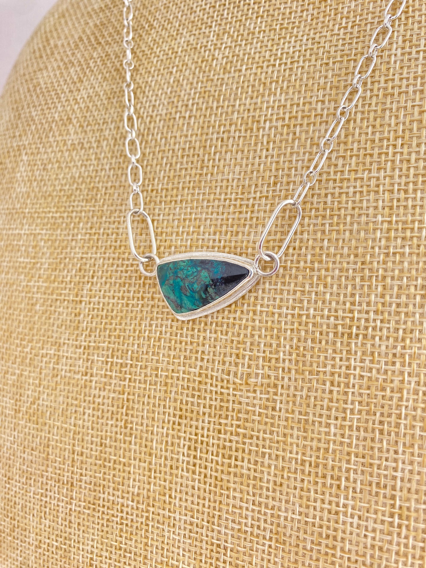 Chrysocolla Necklace with handmade clasp