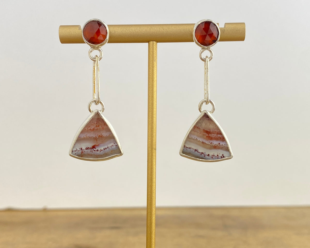 Agate and Garnet Linked Drops — Silver