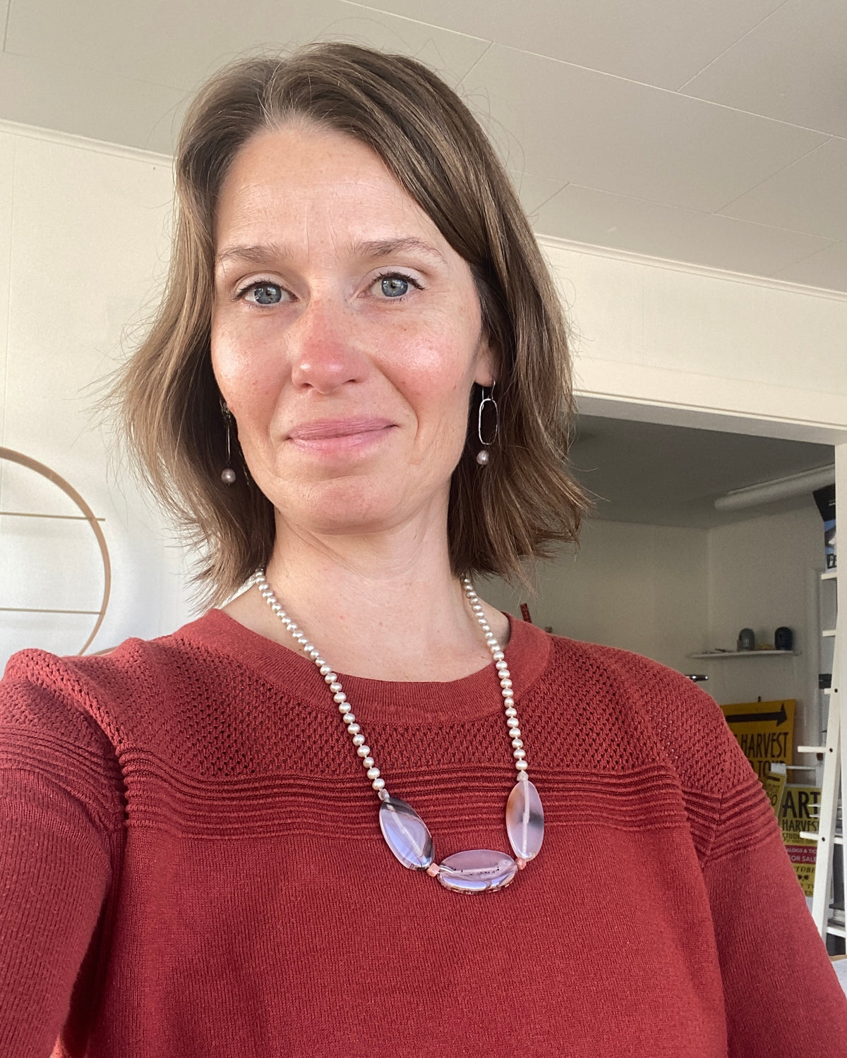 Dusky Agate and Pearl Necklace