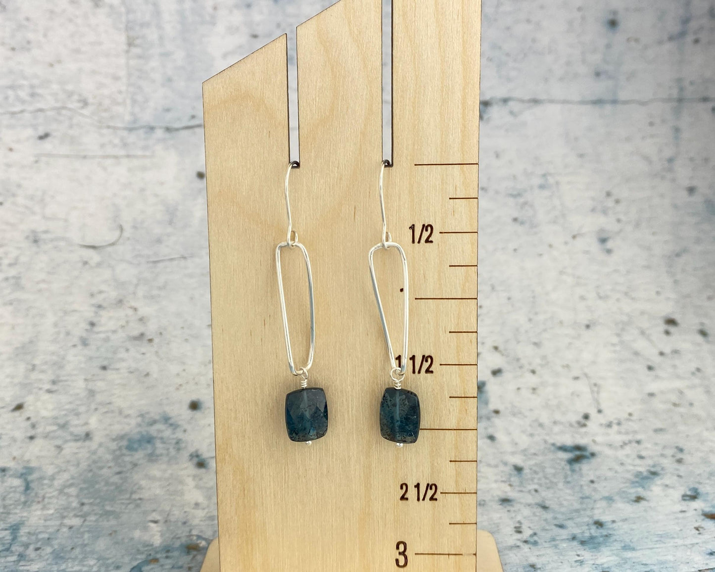 Teal kyanite and silver earrings, twisted sterling drops, moss kyanite dangles