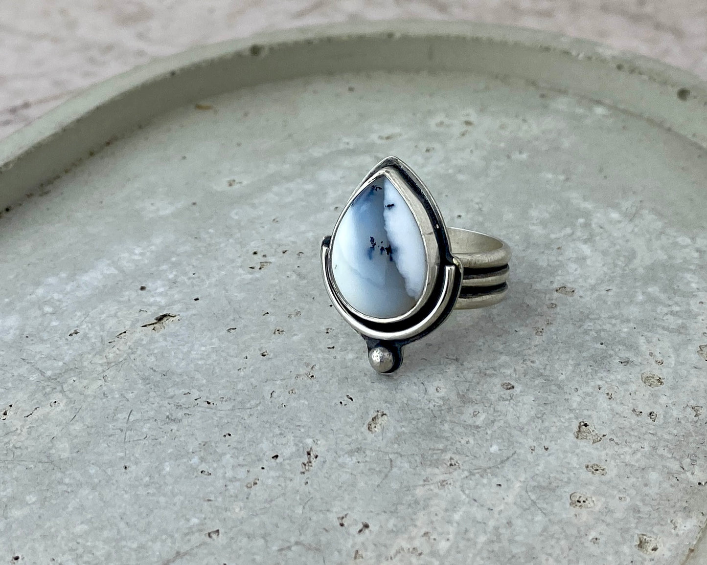 Figura Dendritic Opal Ring | Oxidized Sterling Silver | Sz 8