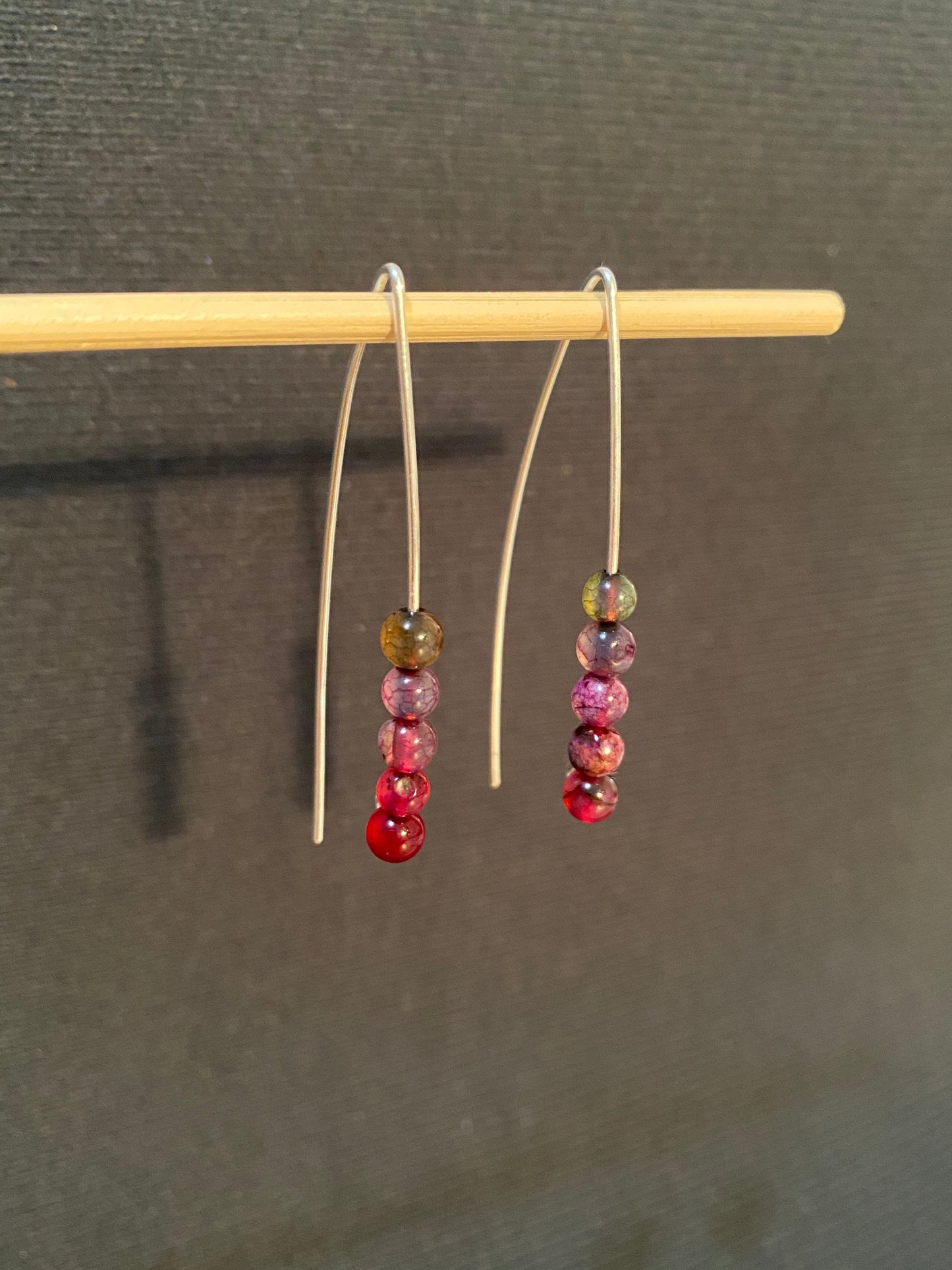 Multicolor Agate sterling silver earrings, rainbow jewelry