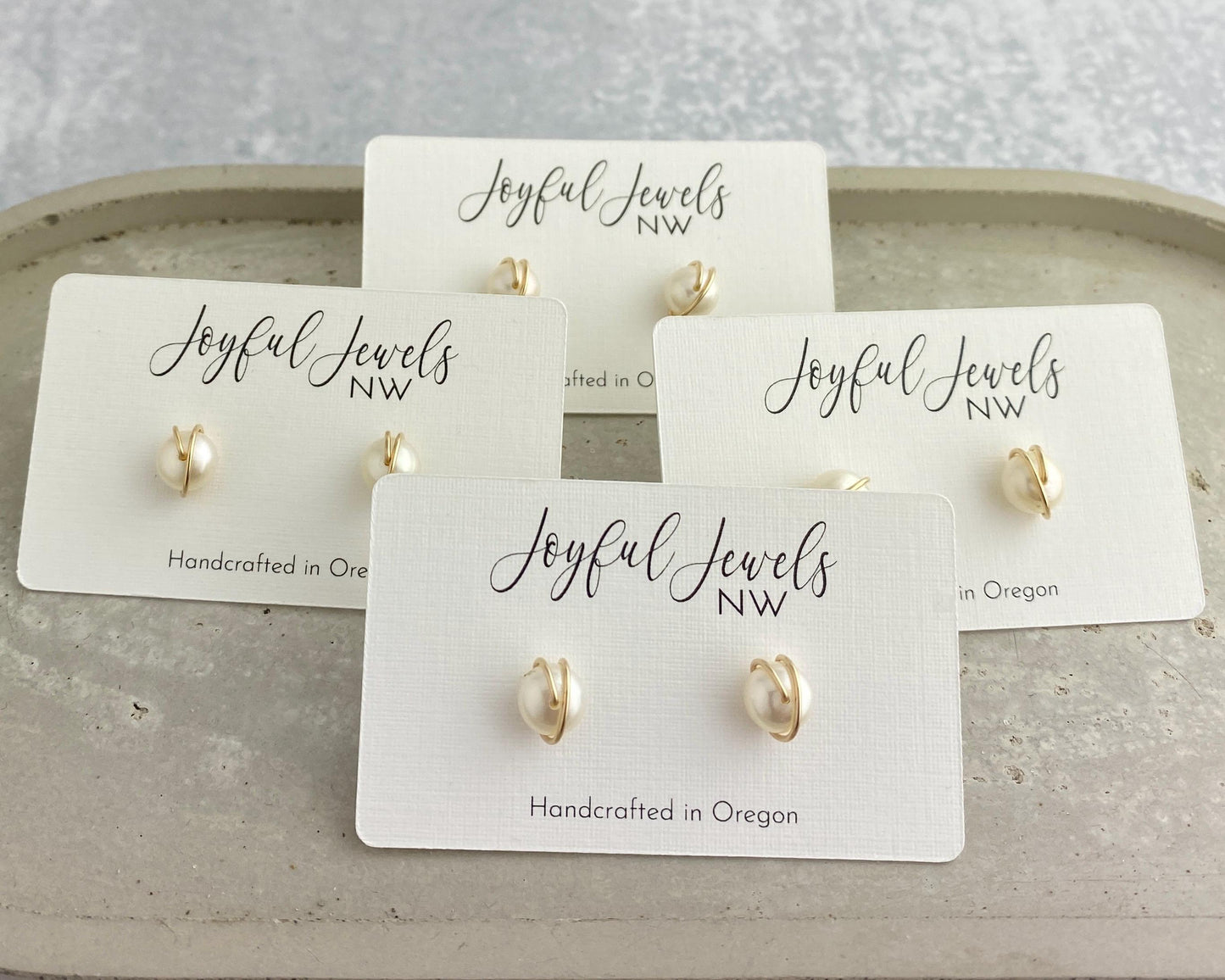 Pearl studs, gold or silver wire wrapped, hypoallergenic