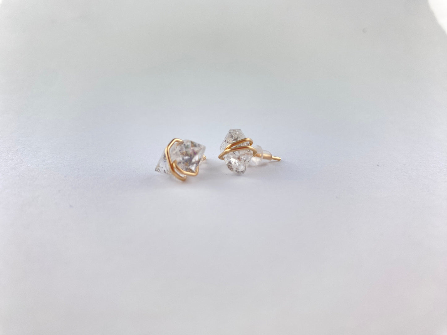 Herkimer diamond studs, gold or silver