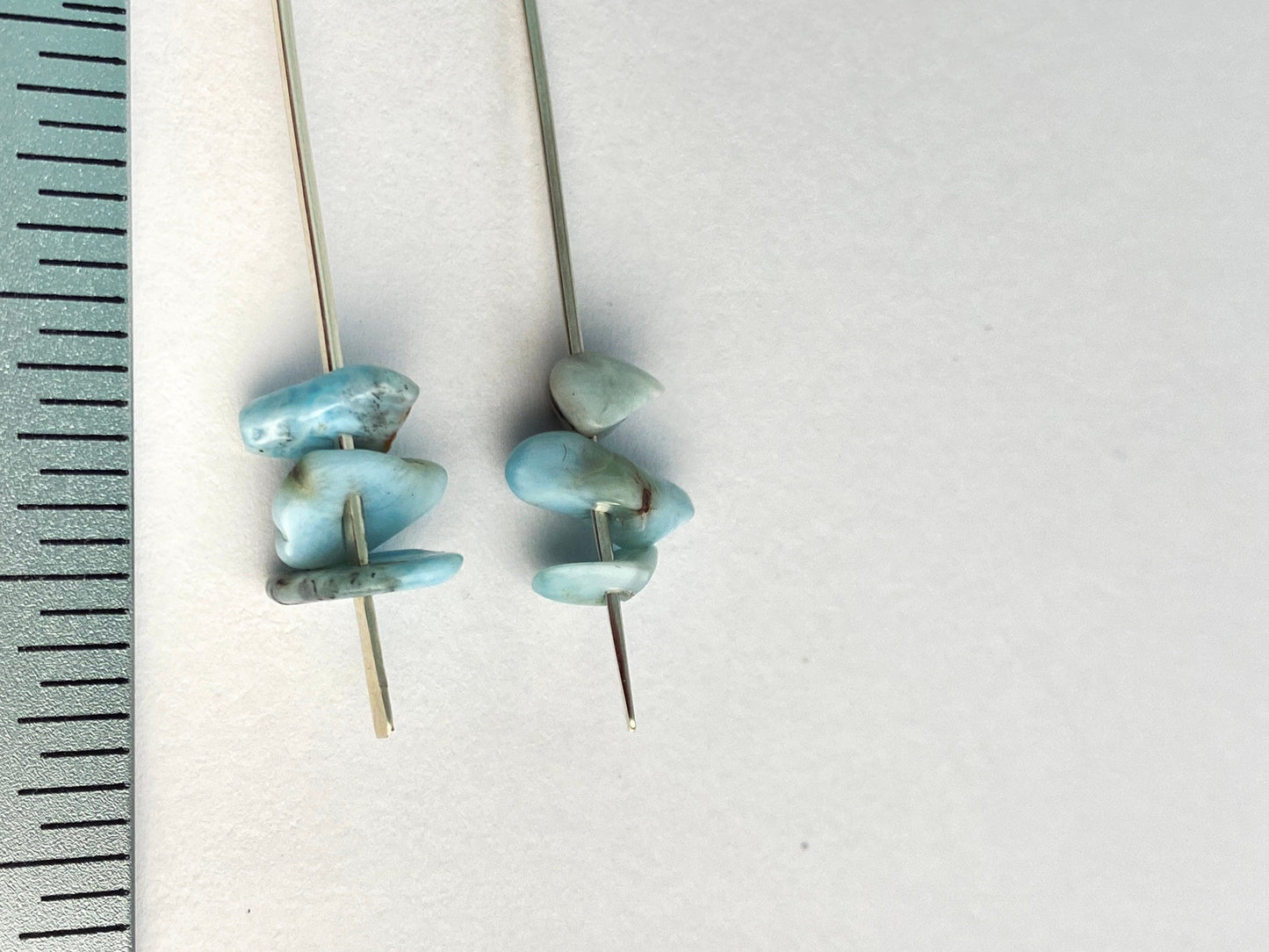 Larimar and hammered sterling silver earrings
