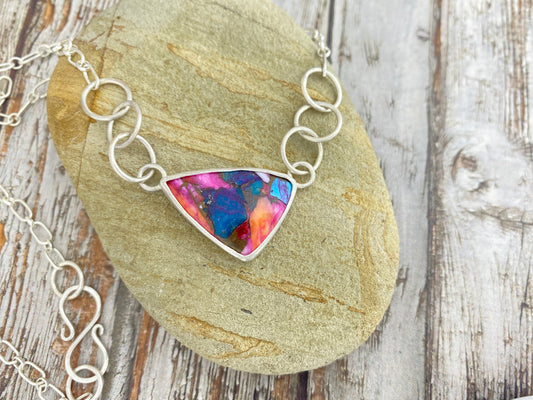 Spiny Oyster Copper Turquoise Necklace with handmade clasp