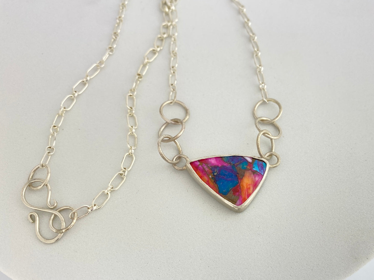 Spiny Oyster Copper Turquoise Necklace with handmade clasp