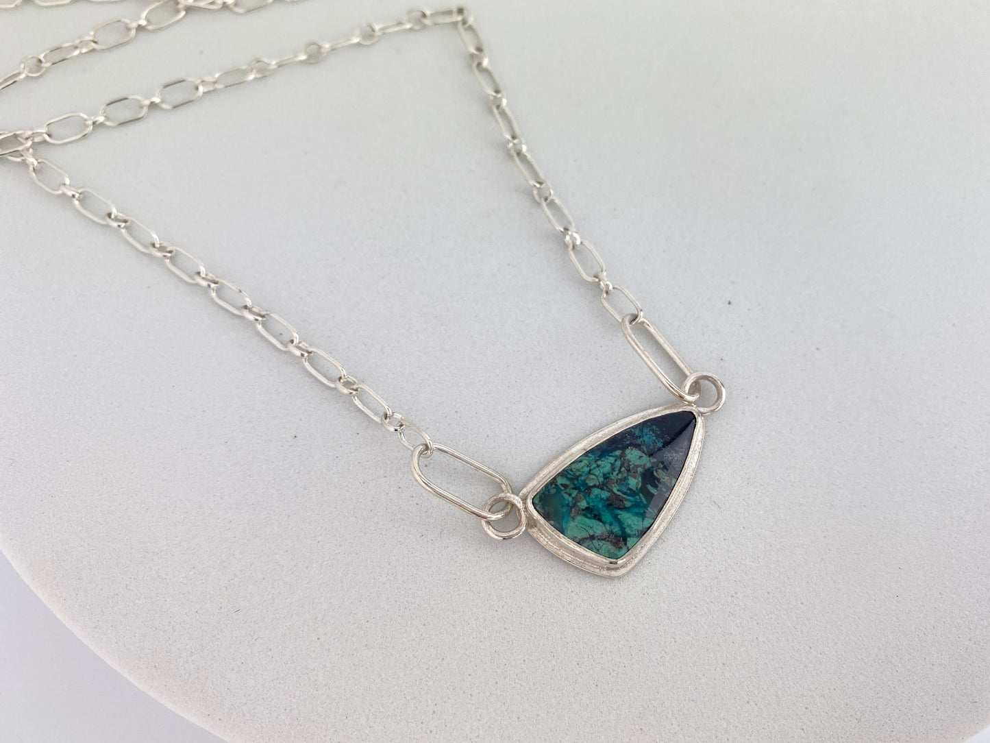 Chrysocolla Necklace with handmade clasp