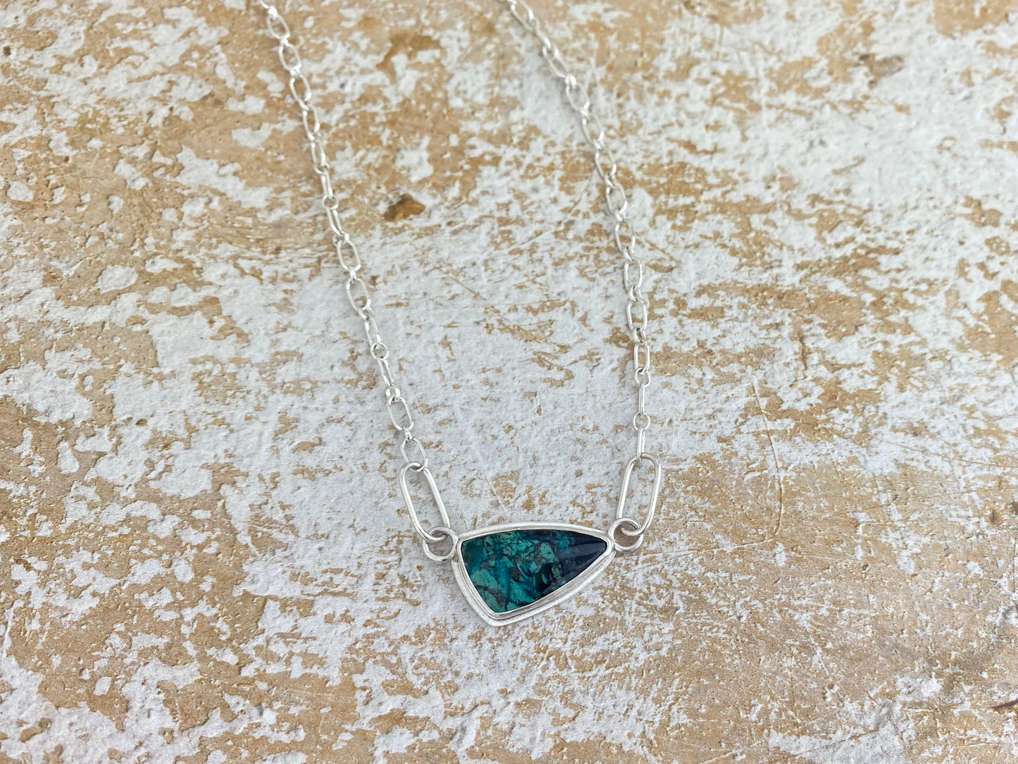 Chrysocolla Necklace with handmade clasp
