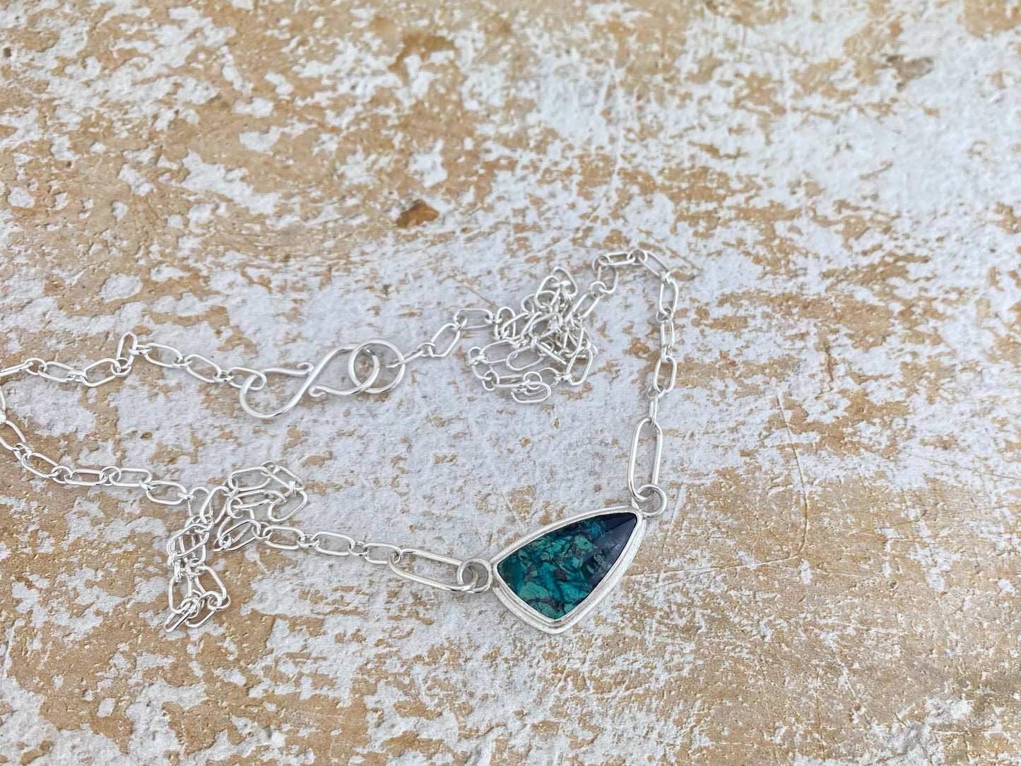 Chrysocolla Necklace with handmade clasp