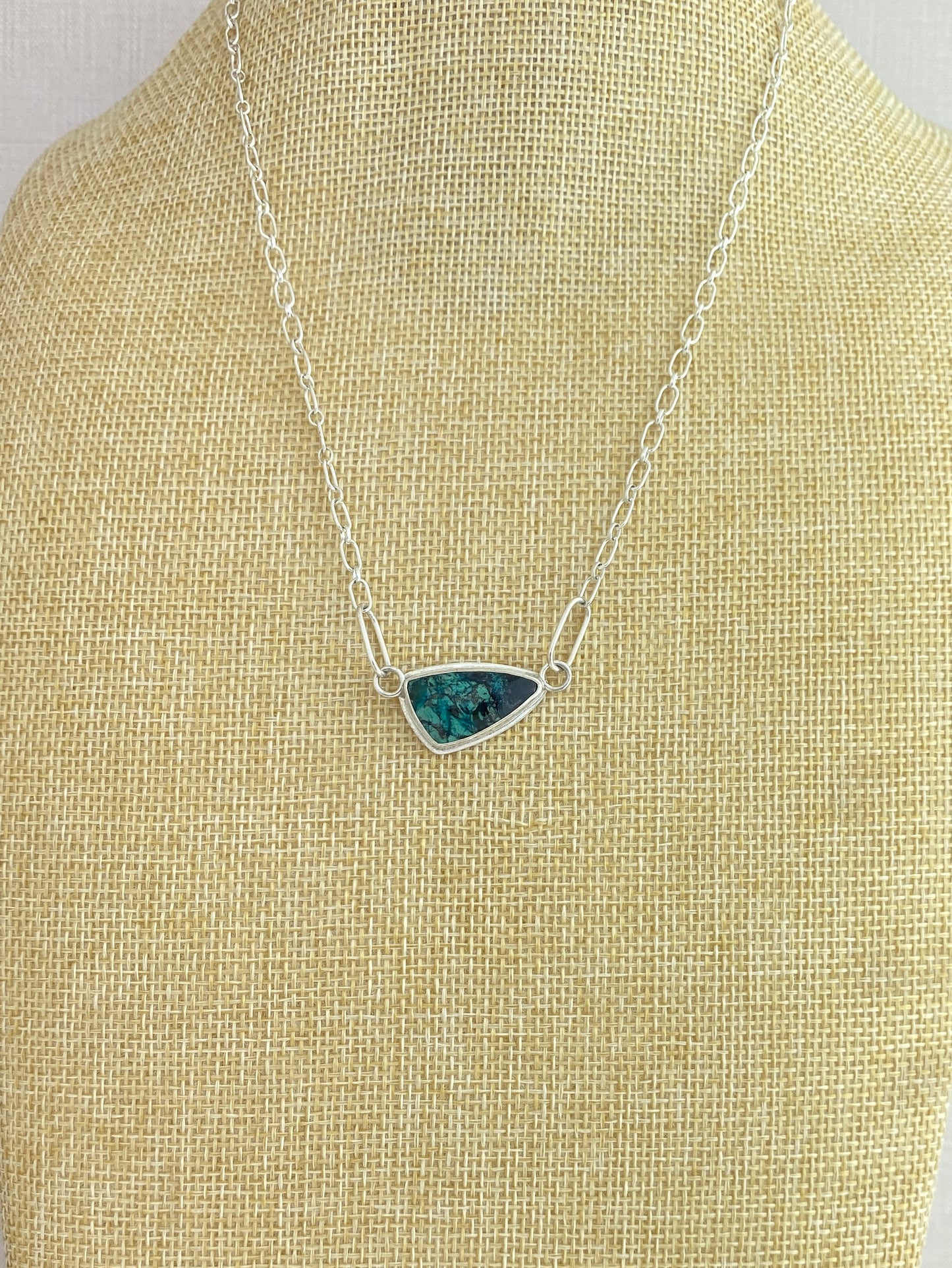 Chrysocolla Necklace with handmade clasp