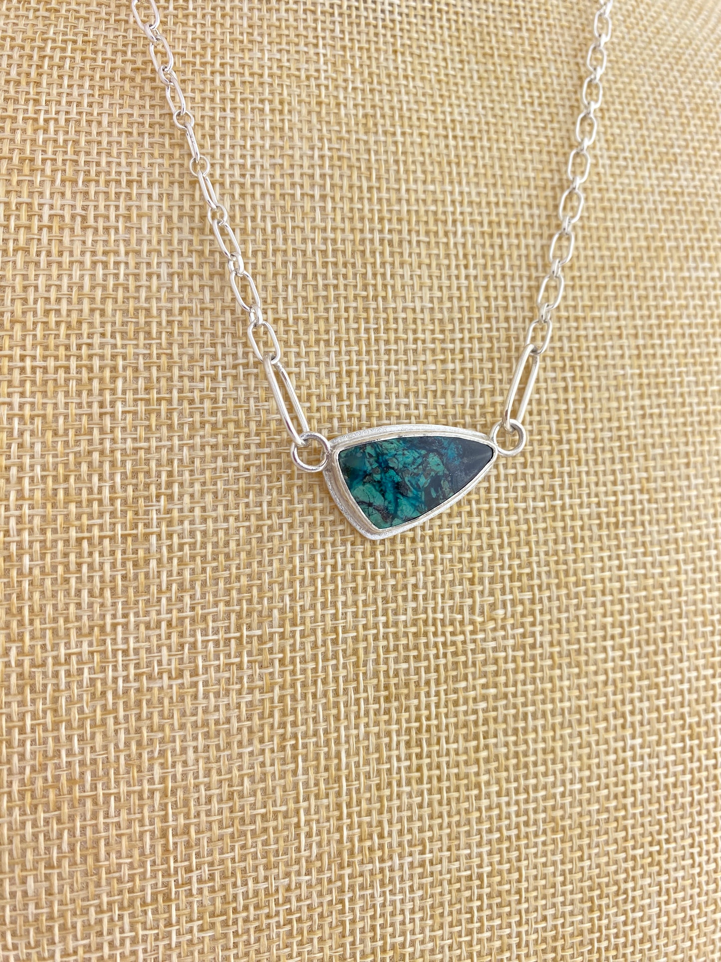 Chrysocolla Necklace with handmade clasp