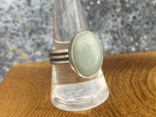 Aquamarine statement ring, size 9 3/4, wide comfort fit band