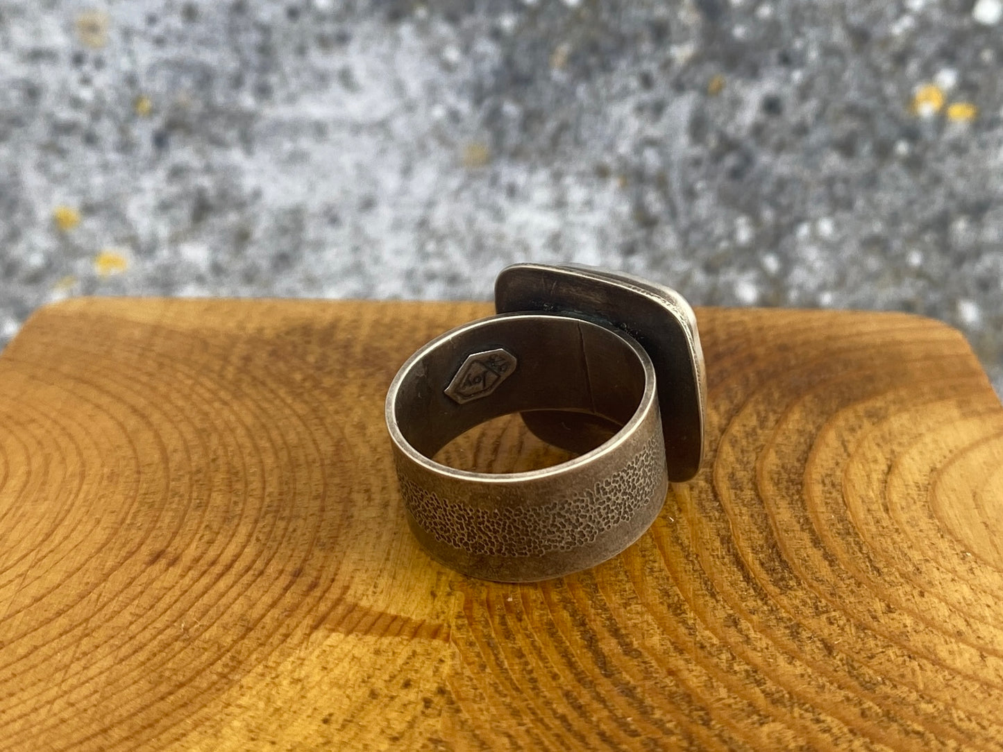 Aquamarine statement ring, size 7 3/4, wide comfort fit band