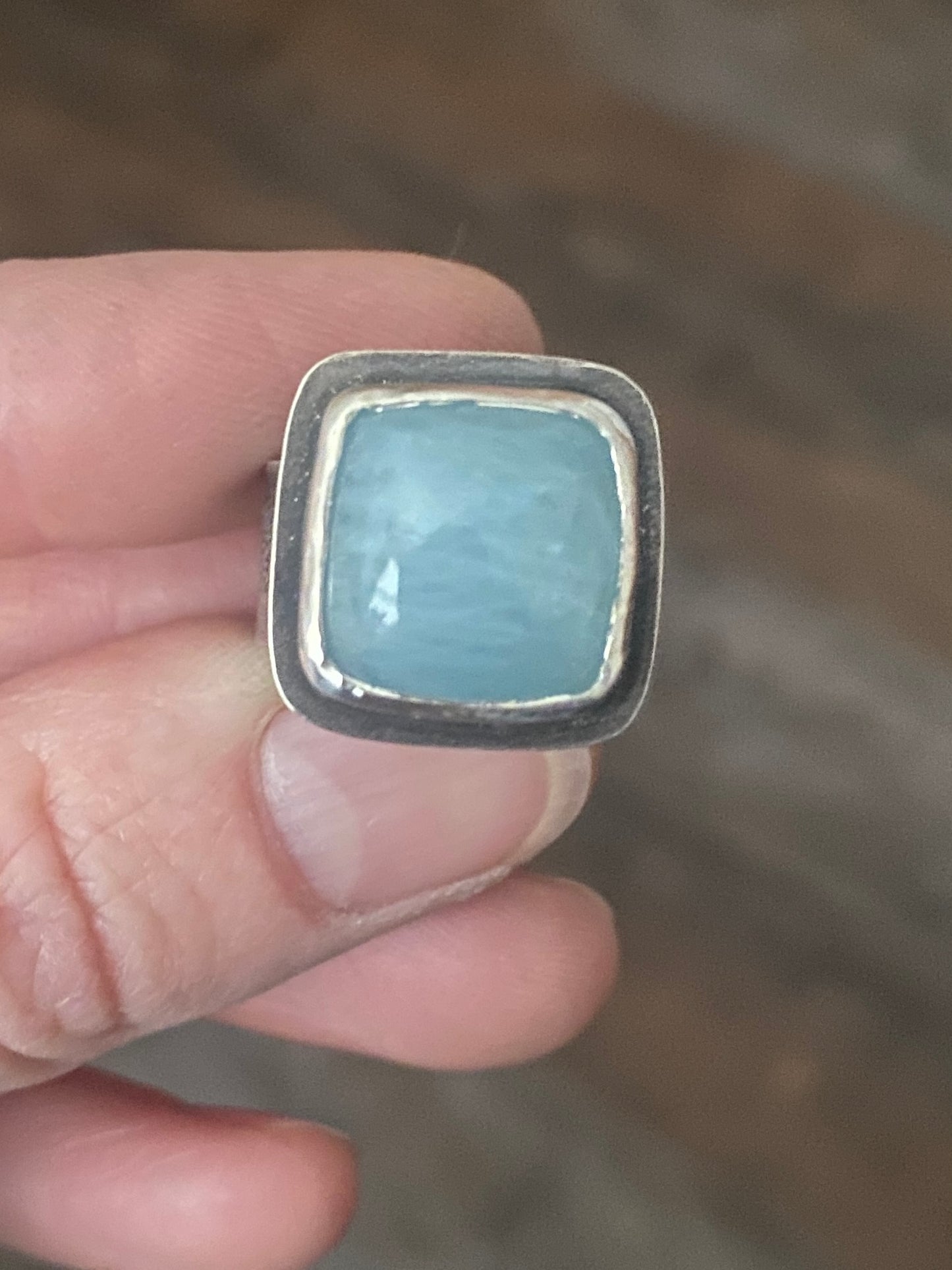 Aquamarine statement ring, size 7 3/4, wide comfort fit band