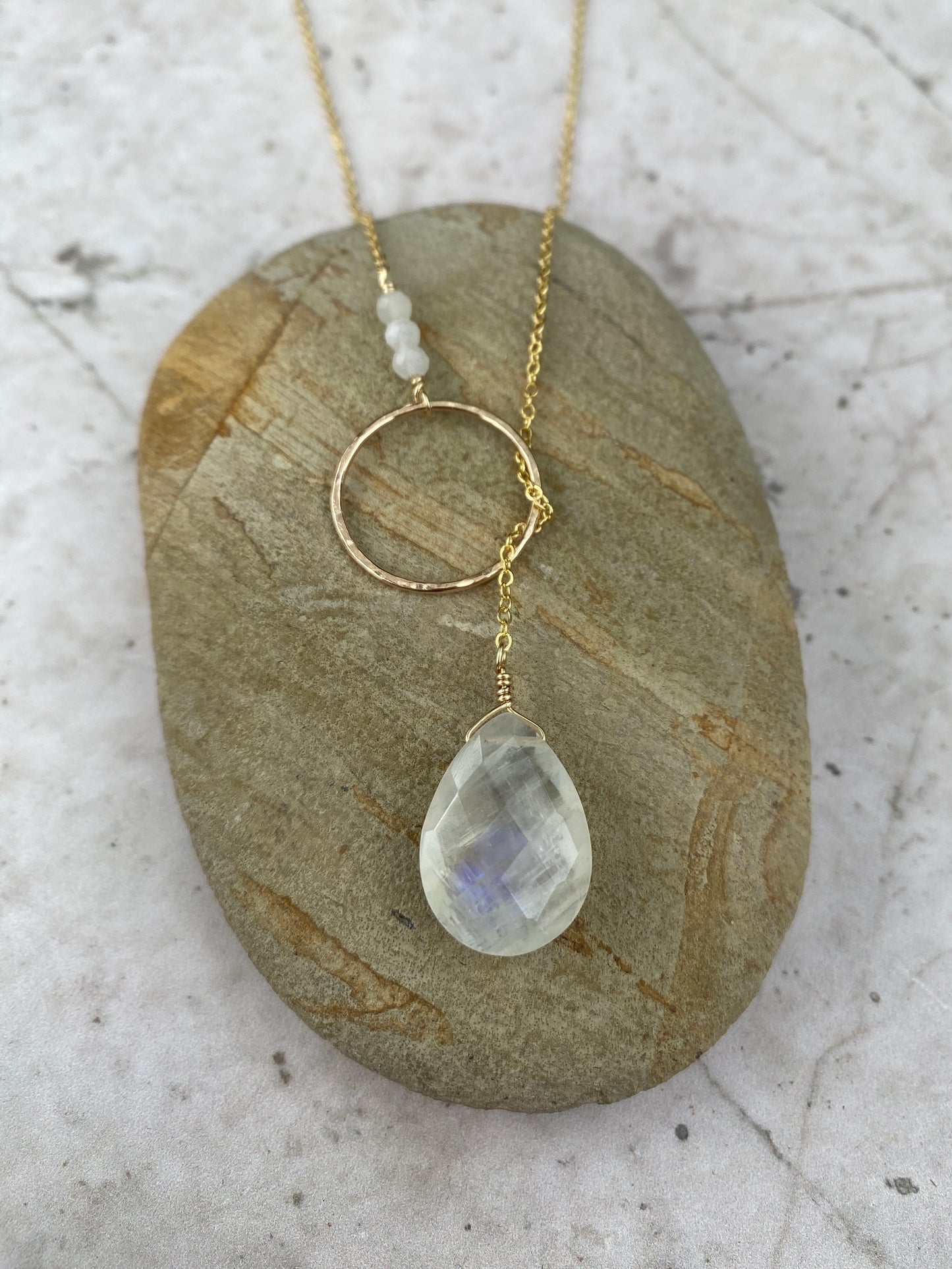 Moonstone Lariat - Gold