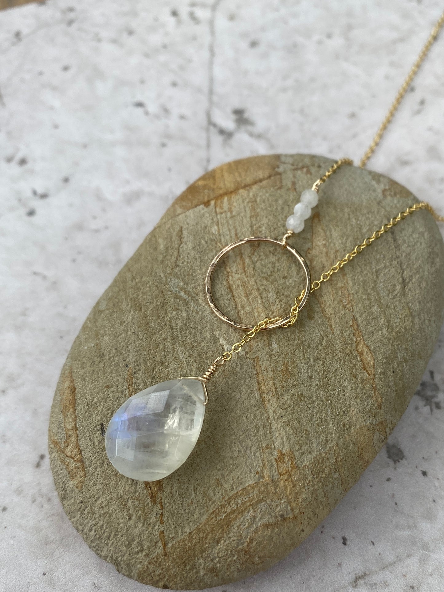 Moonstone Lariat - Gold