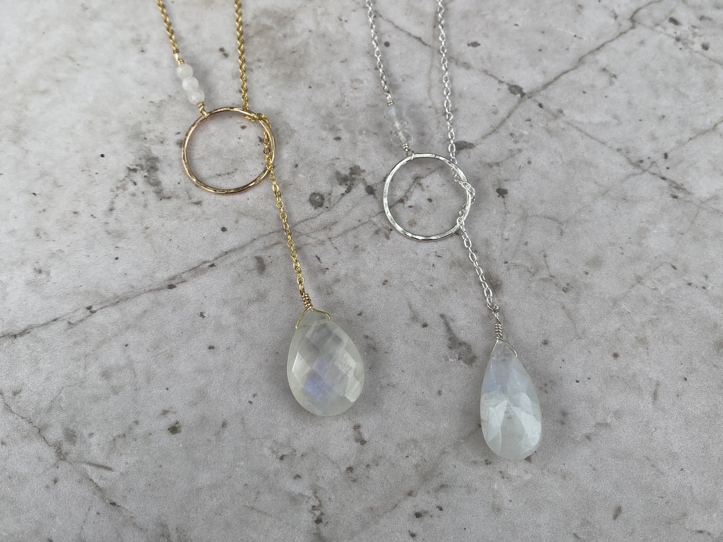 Moonstone Lariat - Silver