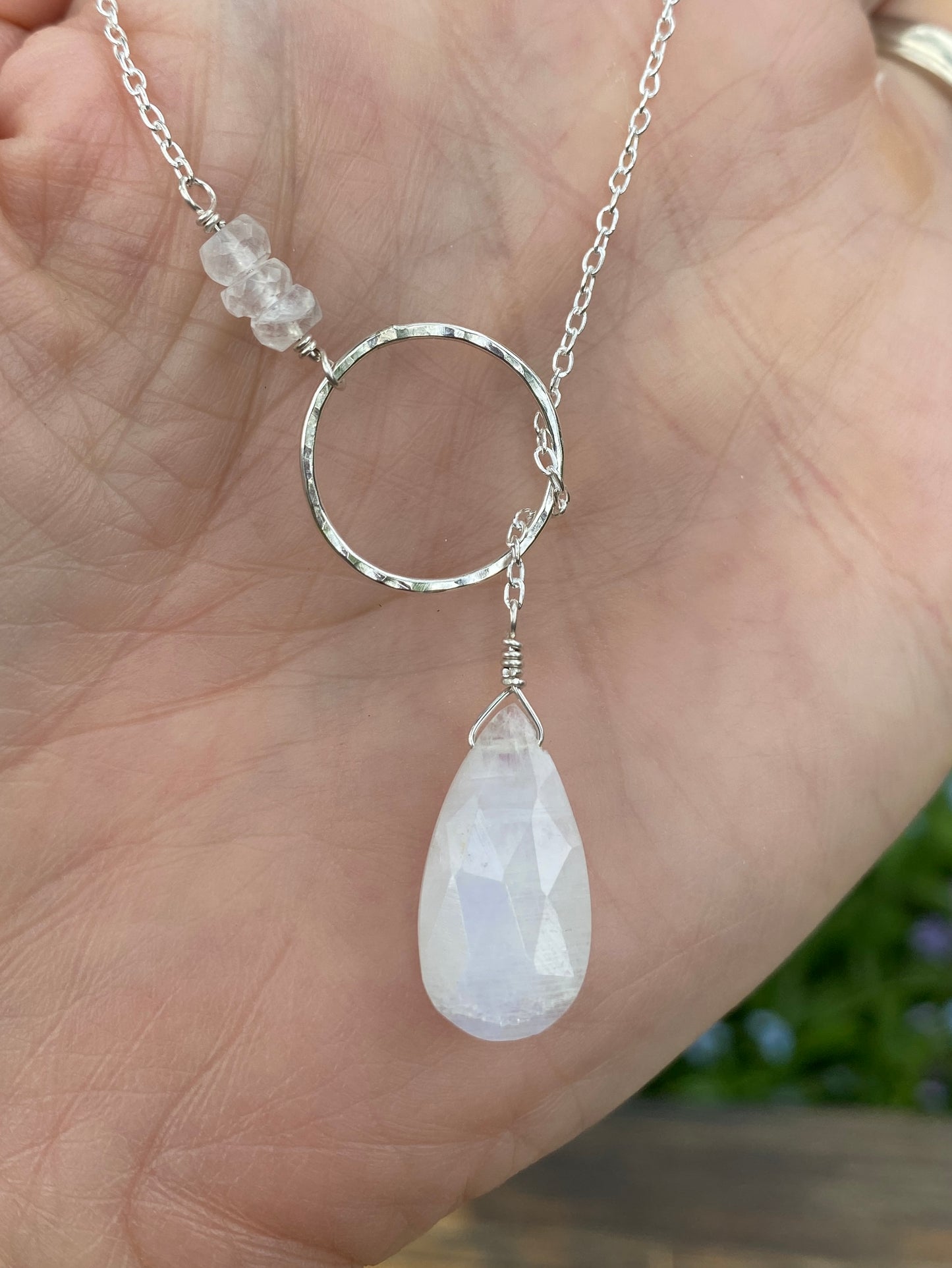 Moonstone Lariat - Silver