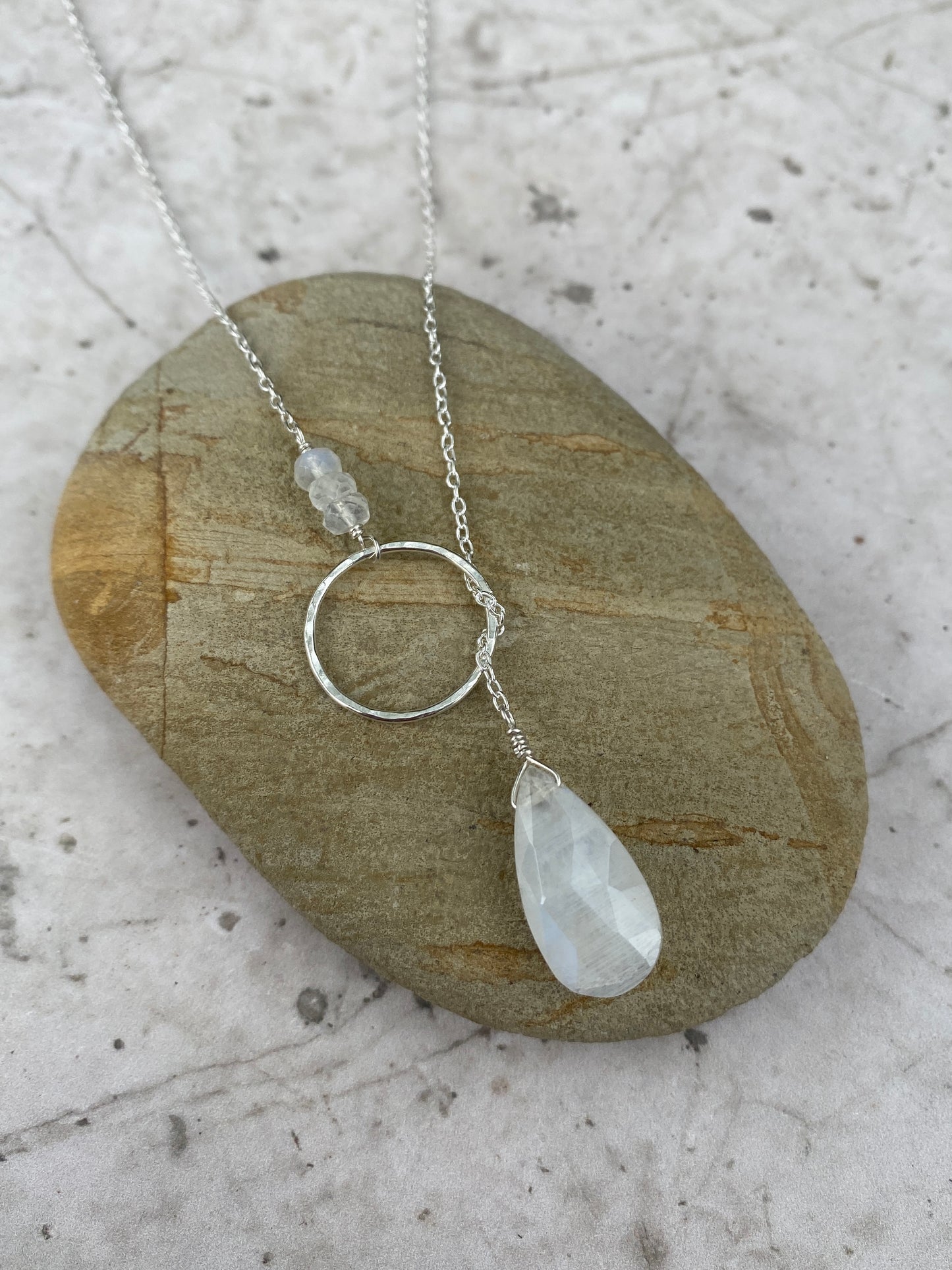 Moonstone Lariat - Silver
