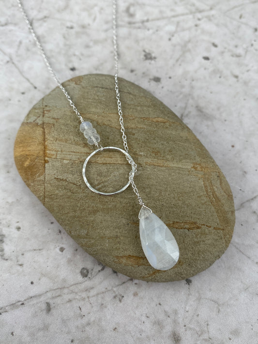 Moonstone Lariat - Silver