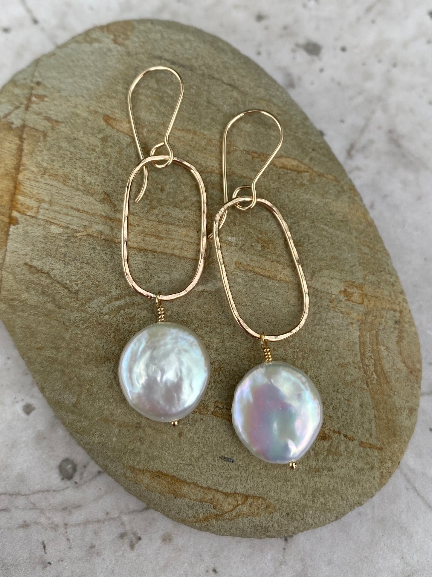 Coastline Coin Pearl Drop Earrings - Gold