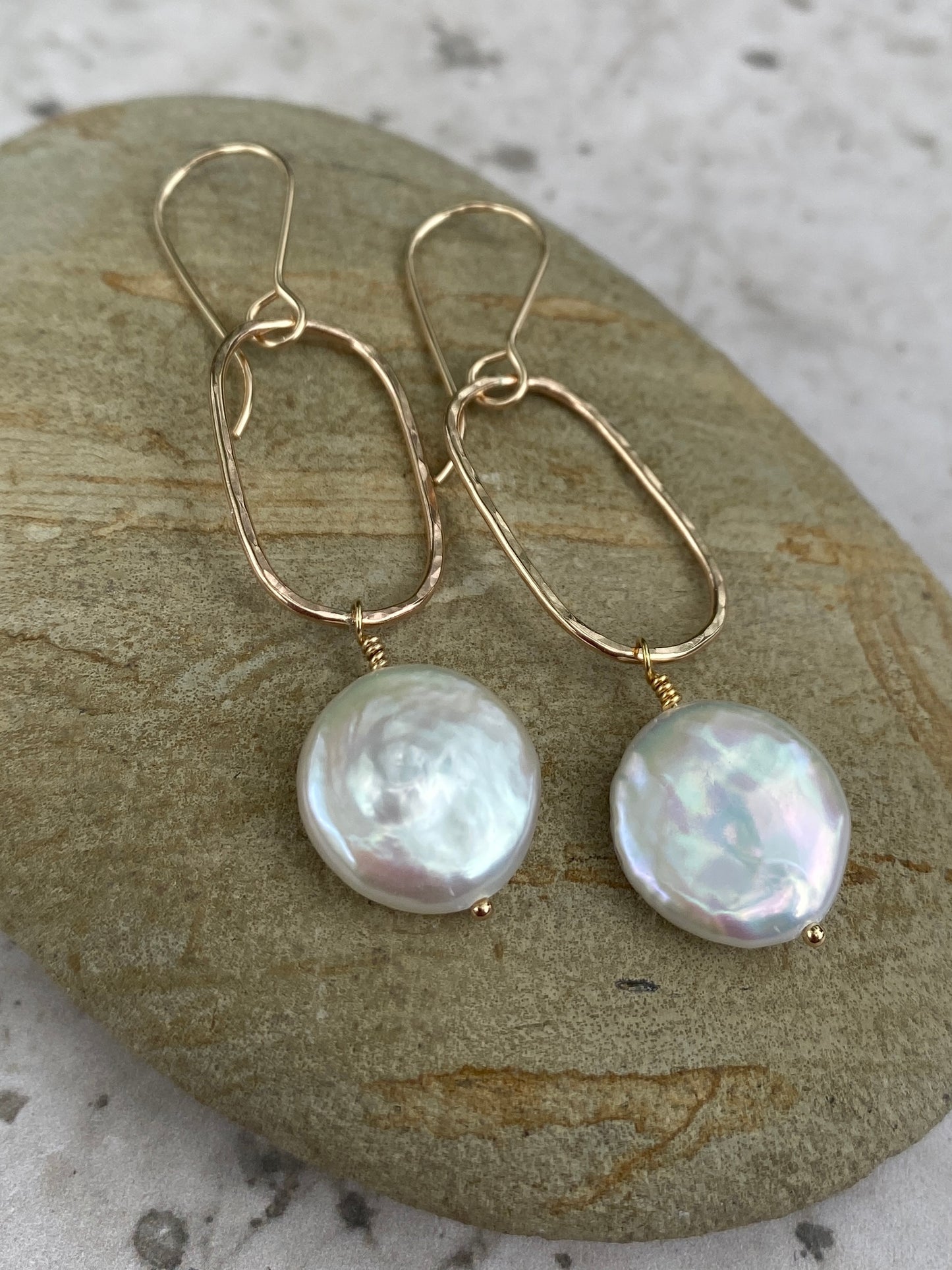 Coastline Coin Pearl Drop Earrings - Gold