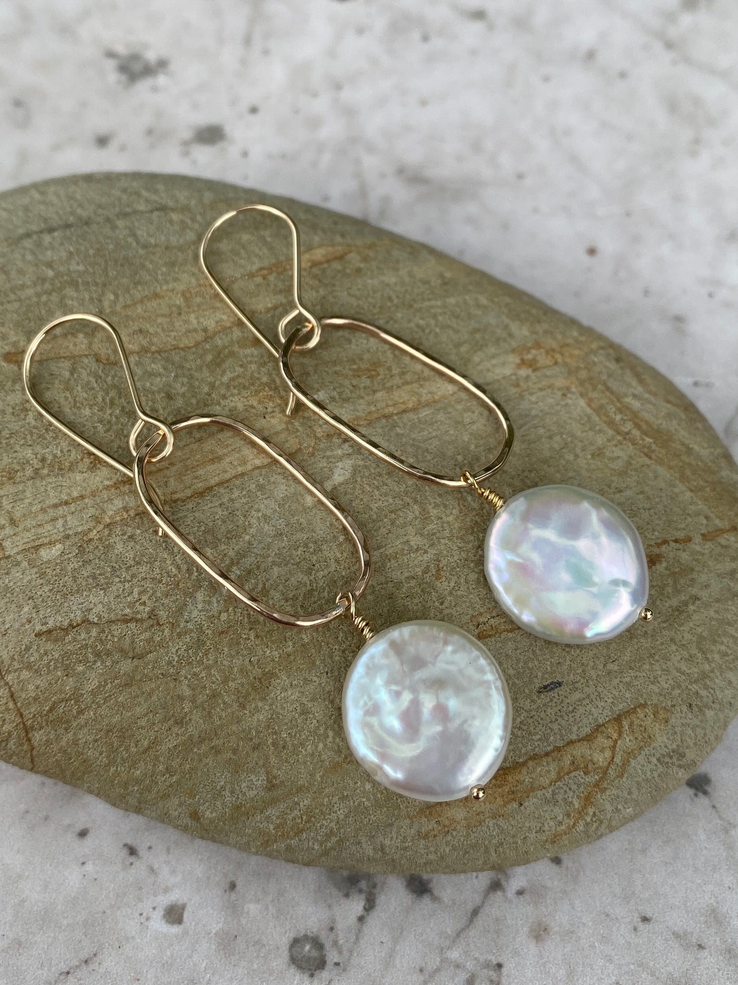 Coastline Coin Pearl Drop Earrings - Gold