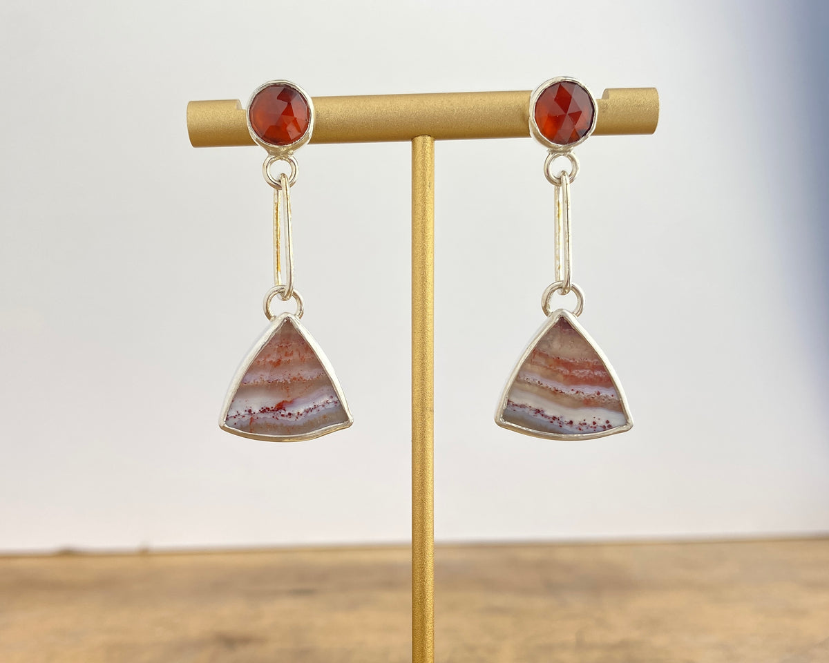 Agate and Garnet Linked Drops — Silver