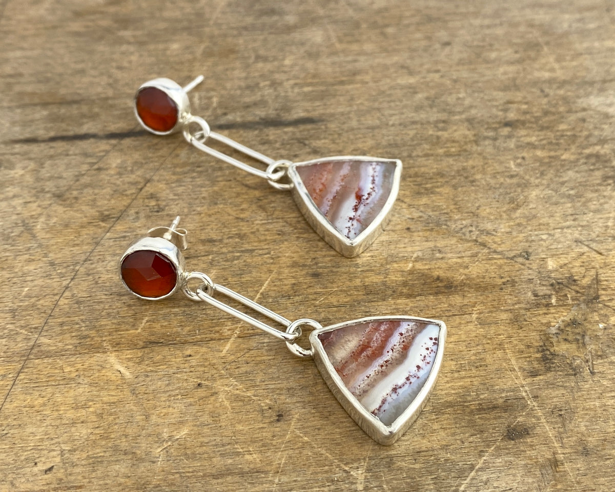 Agate and Garnet Linked Drops — Silver