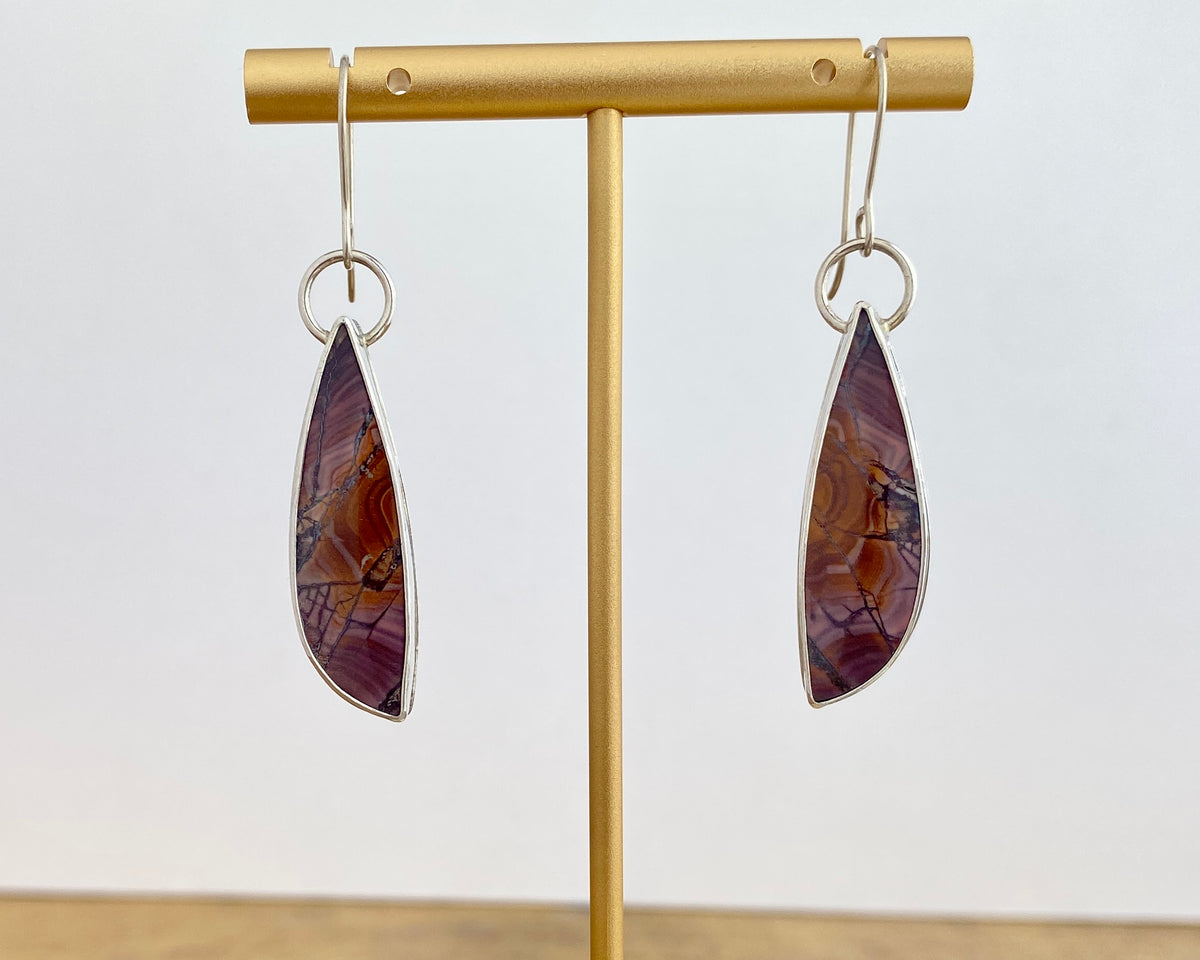 Petrified Wood Earrings — Silver