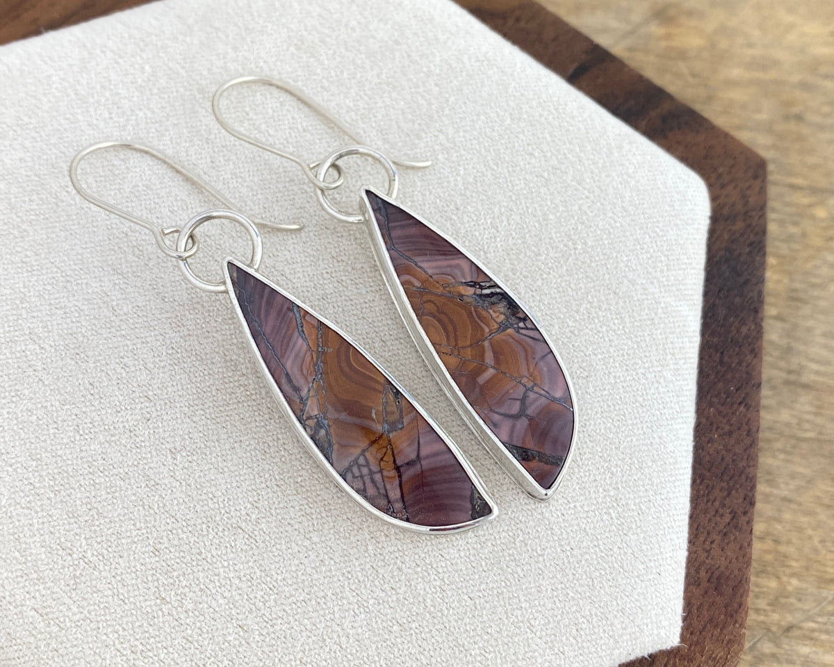 Petrified Wood Earrings — Silver