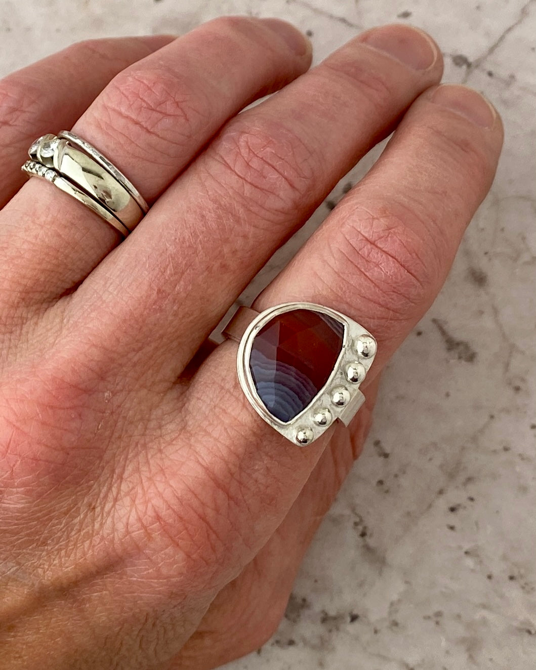 Rhythm Botswana Agate Ring | Sterling Silver | Sz 9