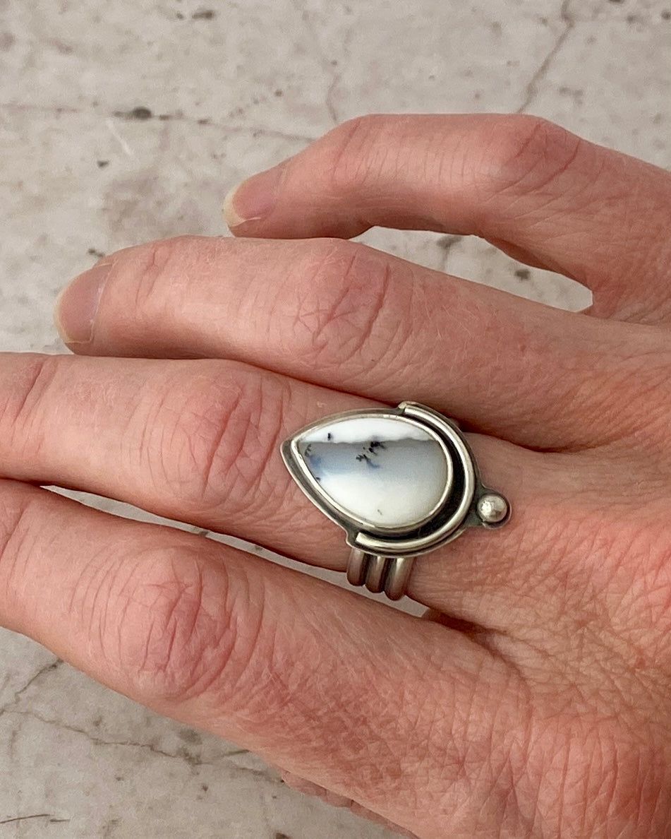 Figura Dendritic Opal Ring | Oxidized Sterling Silver | Sz 8