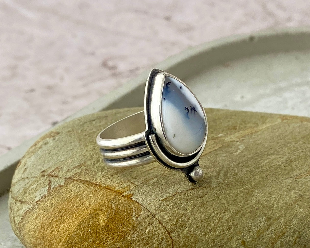 Figura Dendritic Opal Ring | Oxidized Sterling Silver | Sz 8