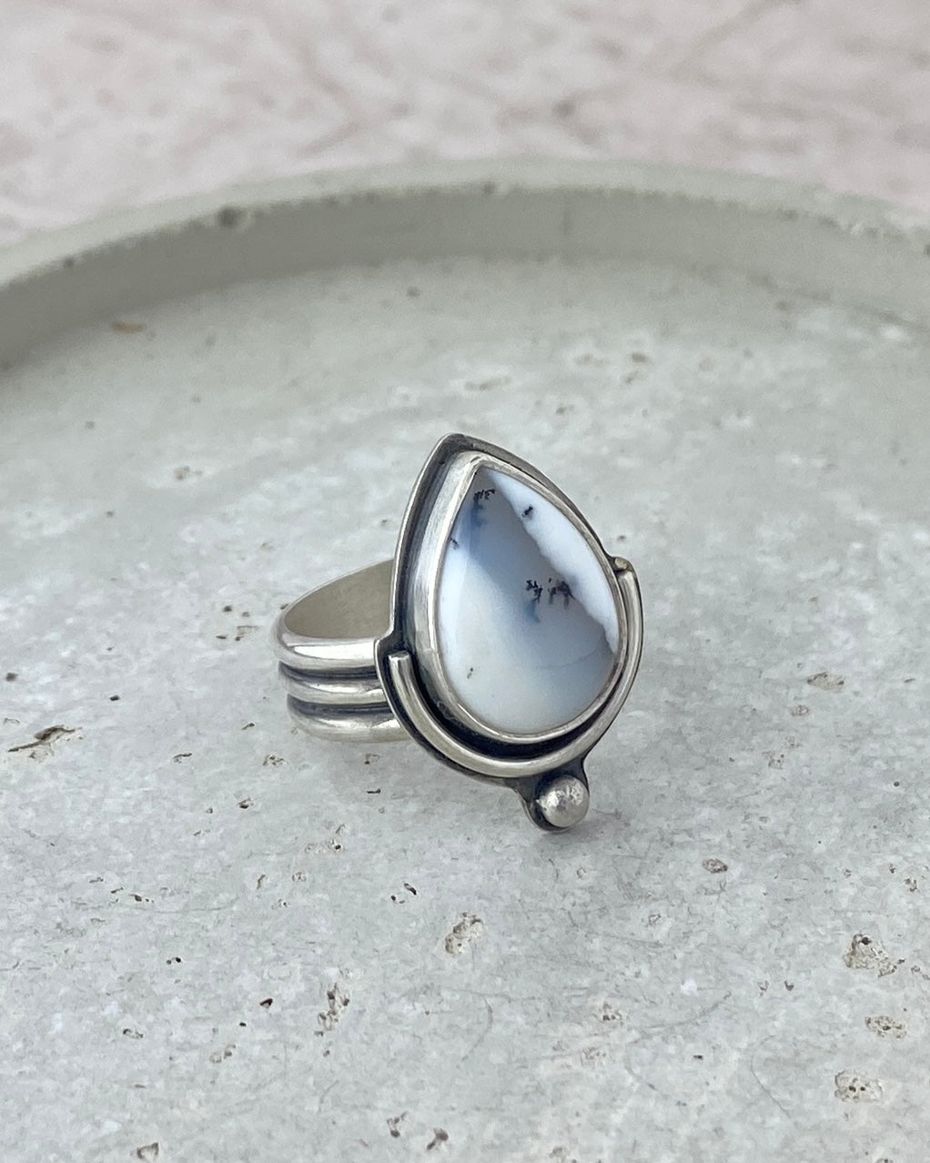 Figura Dendritic Opal Ring | Oxidized Sterling Silver | Sz 8