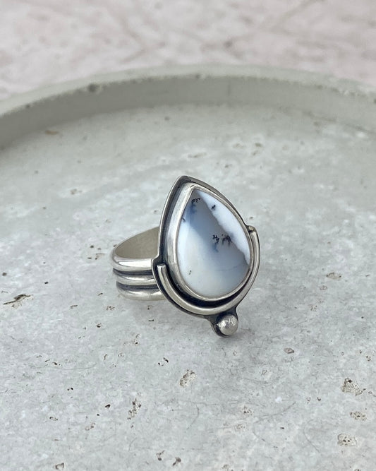 Figura Dendritic Opal Ring | Oxidized Sterling Silver | Sz 8