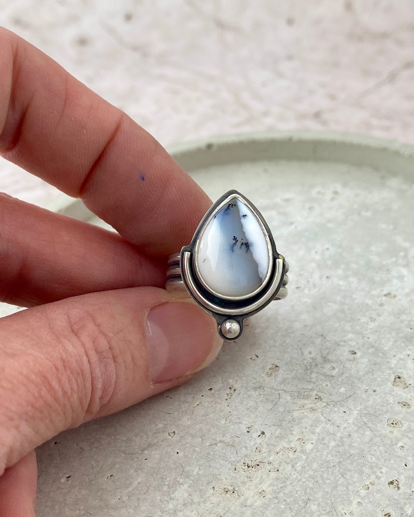 Figura Dendritic Opal Ring | Oxidized Sterling Silver | Sz 8