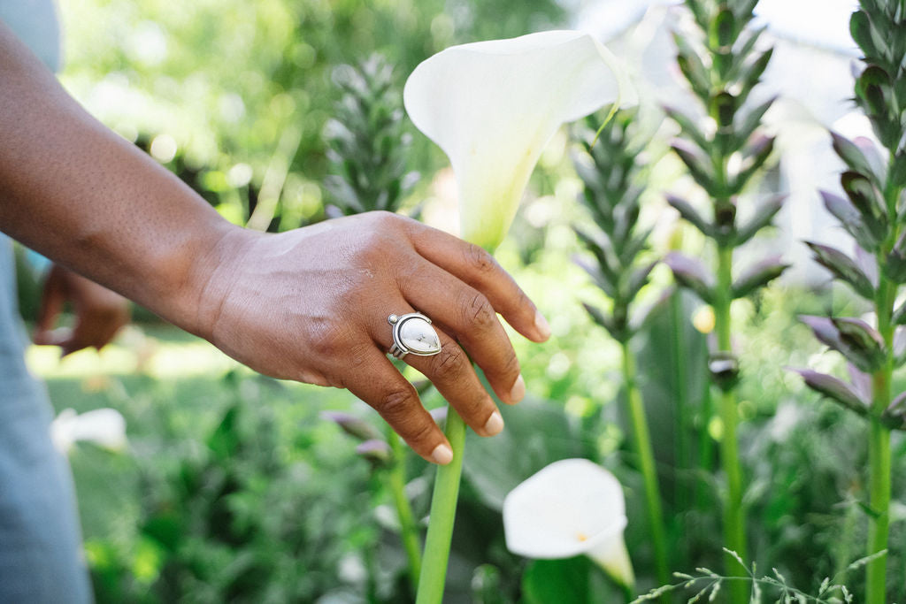 Figura Dendritic Opal Ring | Oxidized Sterling Silver | Sz 8