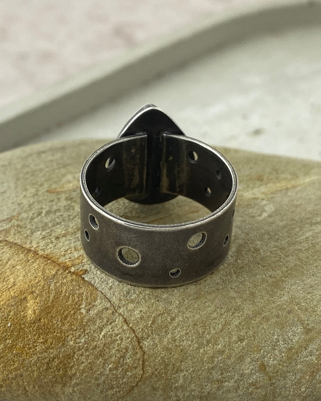Brut Ocean Jasper Ring | Oxidized Sterling Silver | Sz 7.5