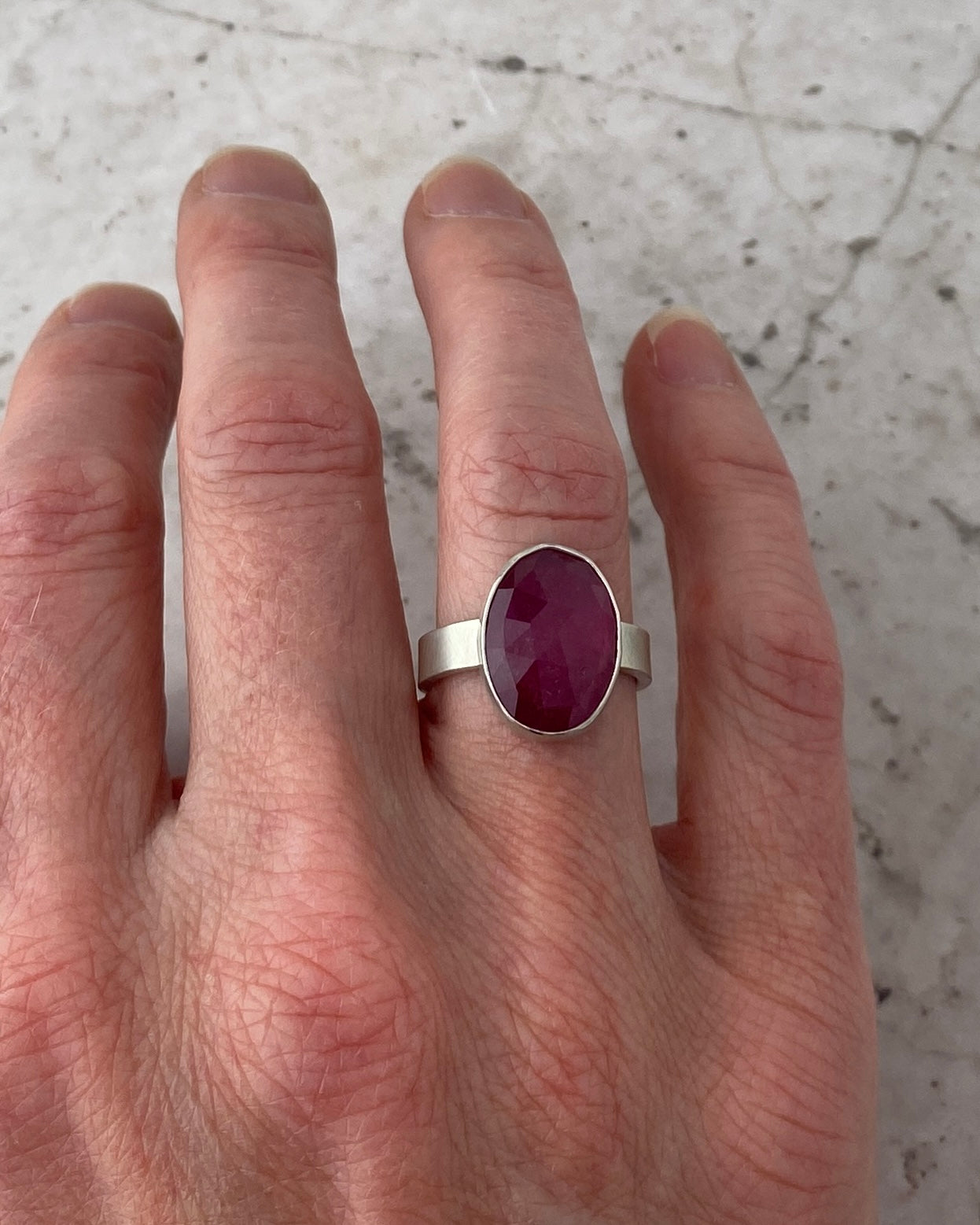 Contour Pink Sapphire Ring | Sterling Silver | Sz 7.75