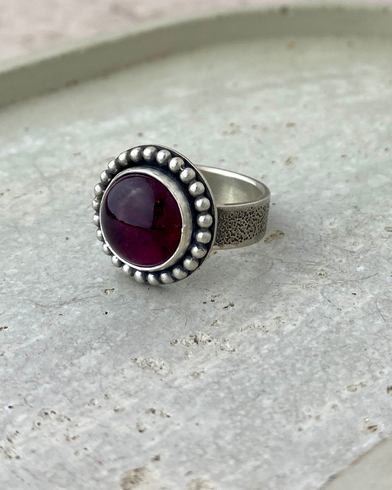 Encircled Tourmaline Ring | Oxidized Sterling Silver | Sz 7