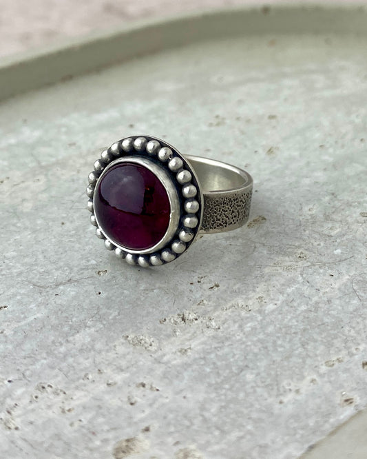 Encircled Tourmaline Ring | Oxidized Sterling Silver | Sz 7