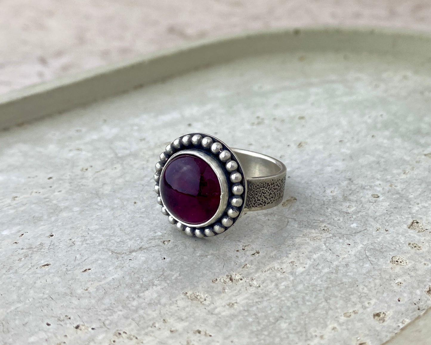 Encircled Tourmaline Ring | Oxidized Sterling Silver | Sz 7