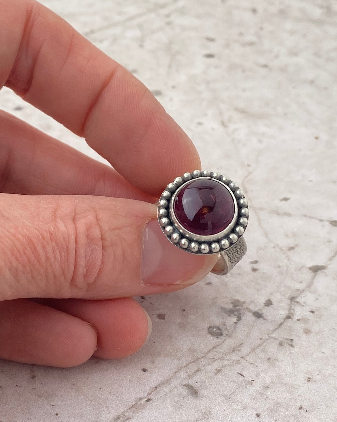 Encircled Tourmaline Ring | Oxidized Sterling Silver | Sz 7