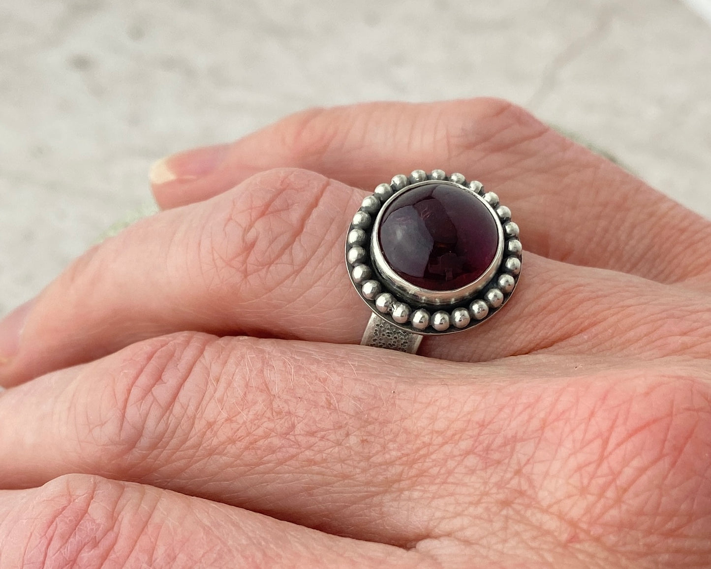 Encircled Tourmaline Ring | Oxidized Sterling Silver | Sz 7