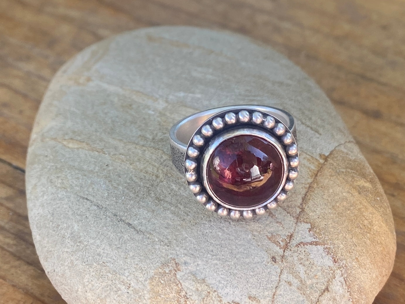Encircled Tourmaline Ring | Oxidized Sterling Silver | Sz 7